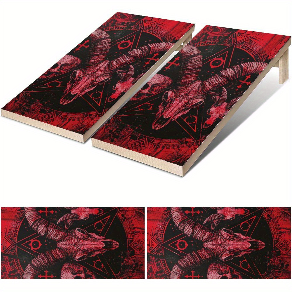 Board Game Film - แผ่นไวนิลหุ้มกระดานเกมคอร์นโฮลลายหัวกะโหลกดาร์ค รูน แรม กันน้ำ, ดีไซน์กระดานเกมกลางแจ้งแบบ PVC