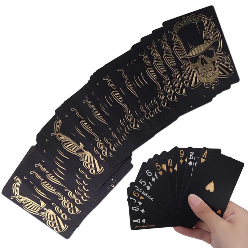 Board Game Viral - สีดําเล่นไพ่ดาดฟ้า Skull-นูน PVC โป๊กเกอร์การ์ดฟอยล์ยืดหยุ่นเล่นไพ่มาพร้อมกับกล่องเก็บสําหรับ Texas Holdem