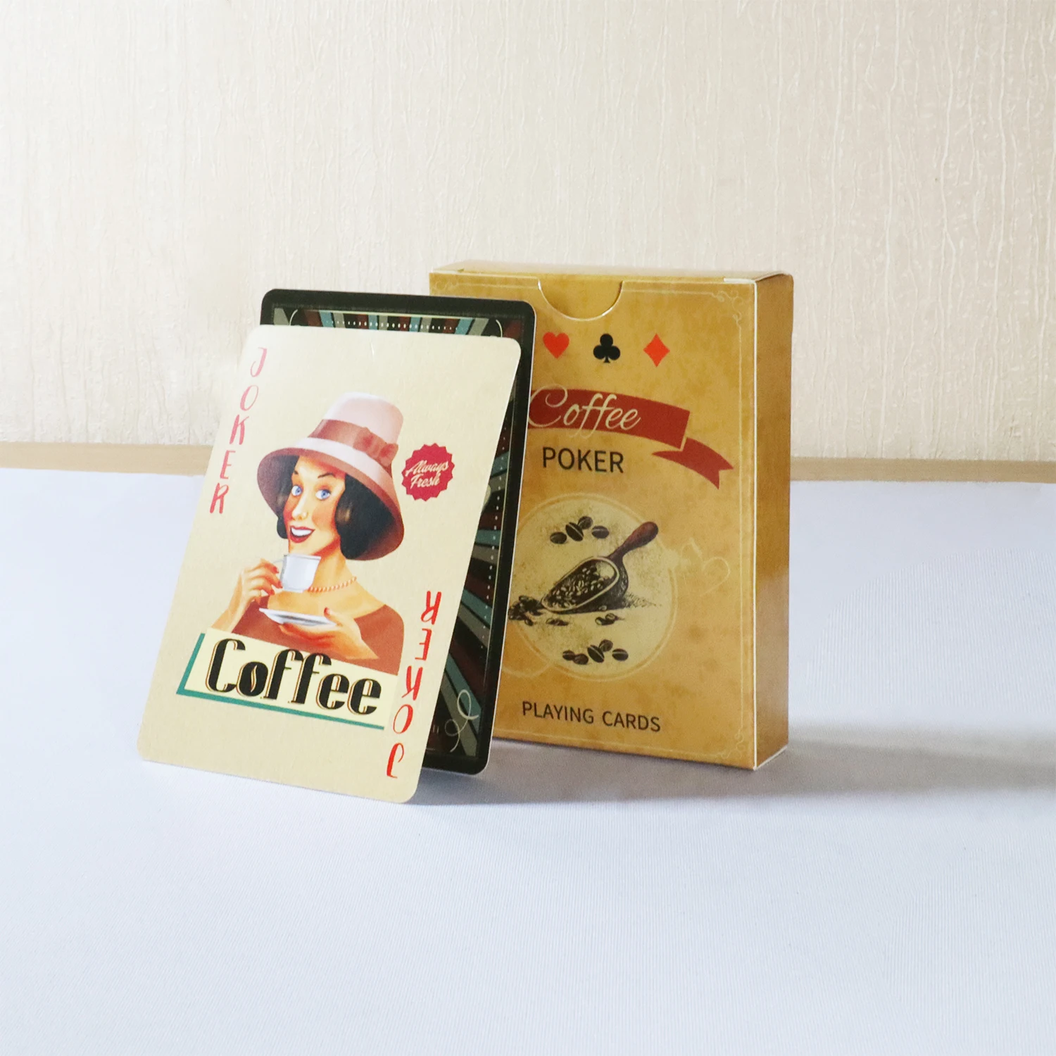 Board Game Viral - กาแฟกระดาษเล่นไพ่สไตล์วินเทจ 54 ใบเกมกระดานดาดฟ้า Retro คลาสสิกโป๊กเกอร์การ์ดสําหรับ Coffee