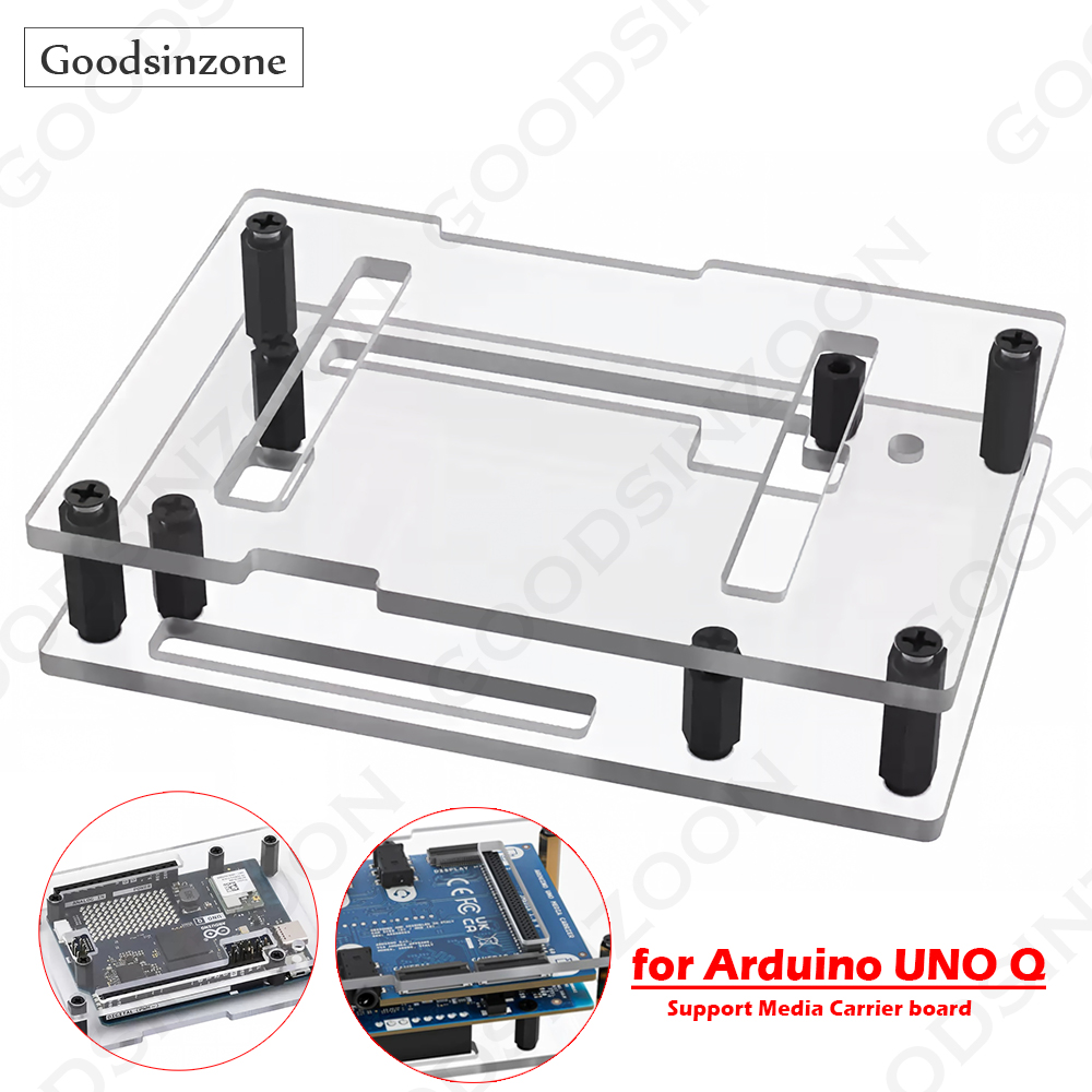 Cooperative Card Game - เคสอะคริลิกใสสำหรับ Arduino UNO Q - ป้องกันอย่างโปร่งใสพร้อมการเข้าถึงพอร์ตทั้งหมดสำหรับ