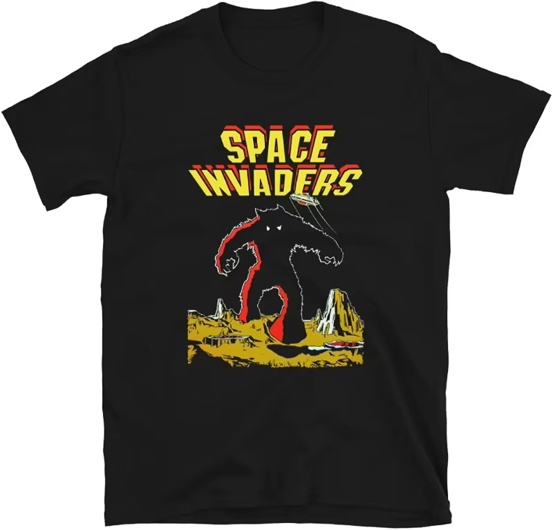 เสื้อยืดลายเกม Galaga สไตล์เรโ - Board Game Viral บทวิจารณ์และราคา